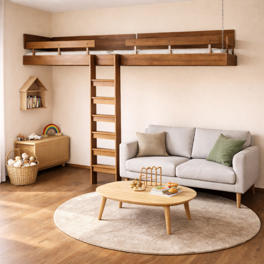 patrová jendolůžka za sebou kolmý žebřík řetěz ořech eshop 2